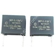6.8uF 275V X2 Polyester Kondansatör (Pin Aralığı:37.5mm) kısa bacak