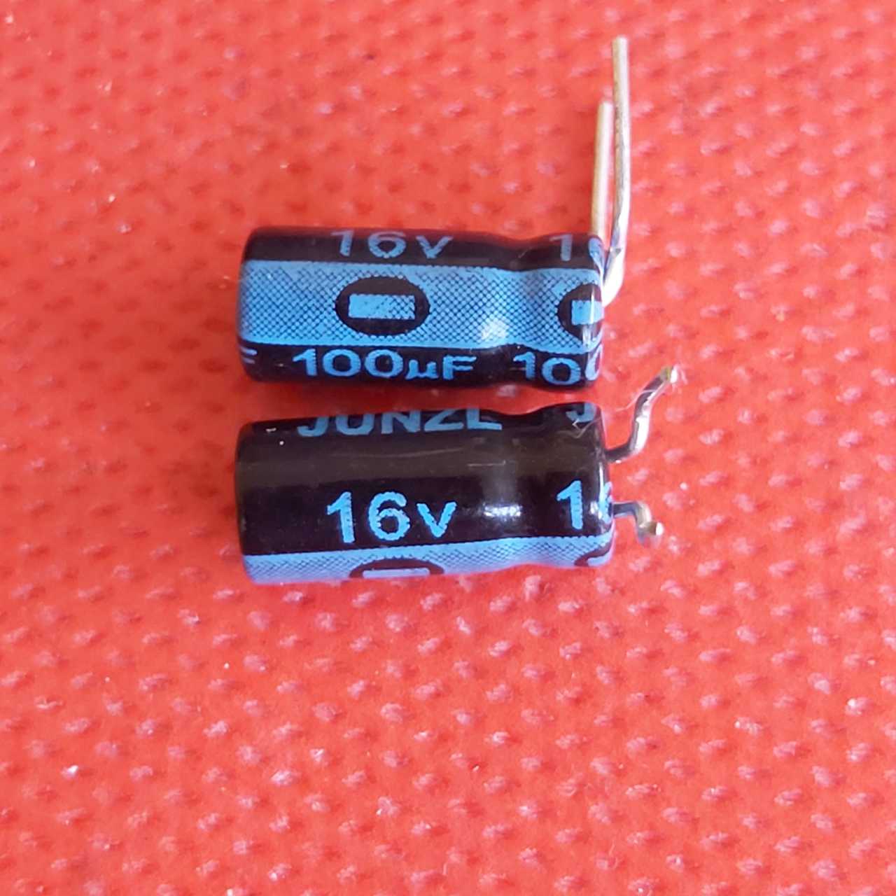 100uF 16V Elektrolitik Kondansatör (5mmx11m) (Kısa Pinli) (10Adet Paket)