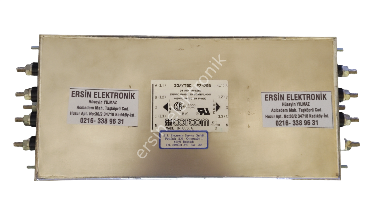 (30A) EMİ FİLTER 30AYT6C 30A 250V -440V) Power Line Filter(440V) Orjinal (CORCOM)