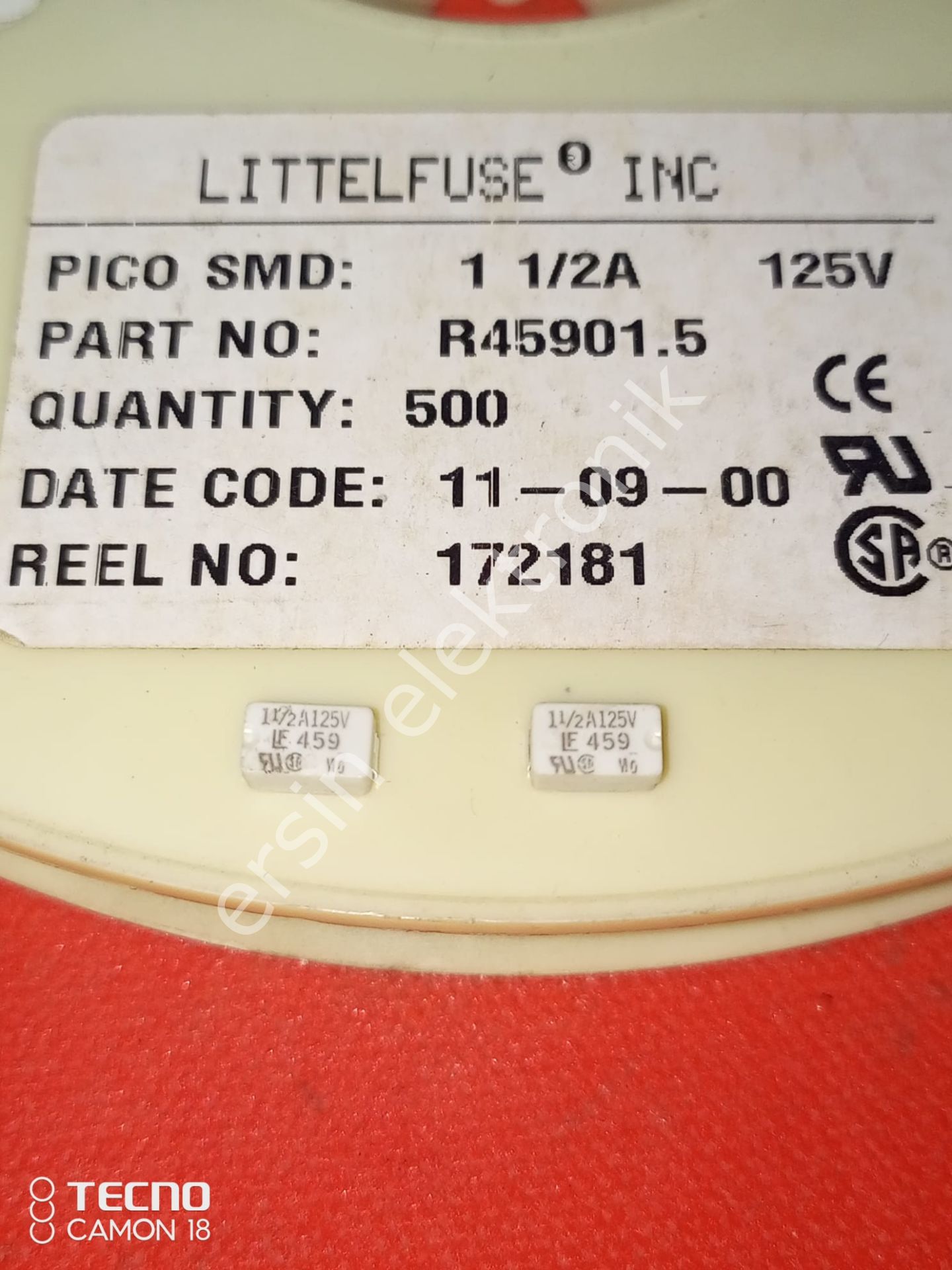 1.5A (1 1/2A )125V SMD Sigorta IE459 (R45901.5)