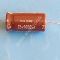 1000uF 25V  Aksiyel (Axial)  Kondansatör (ORJİNAL)