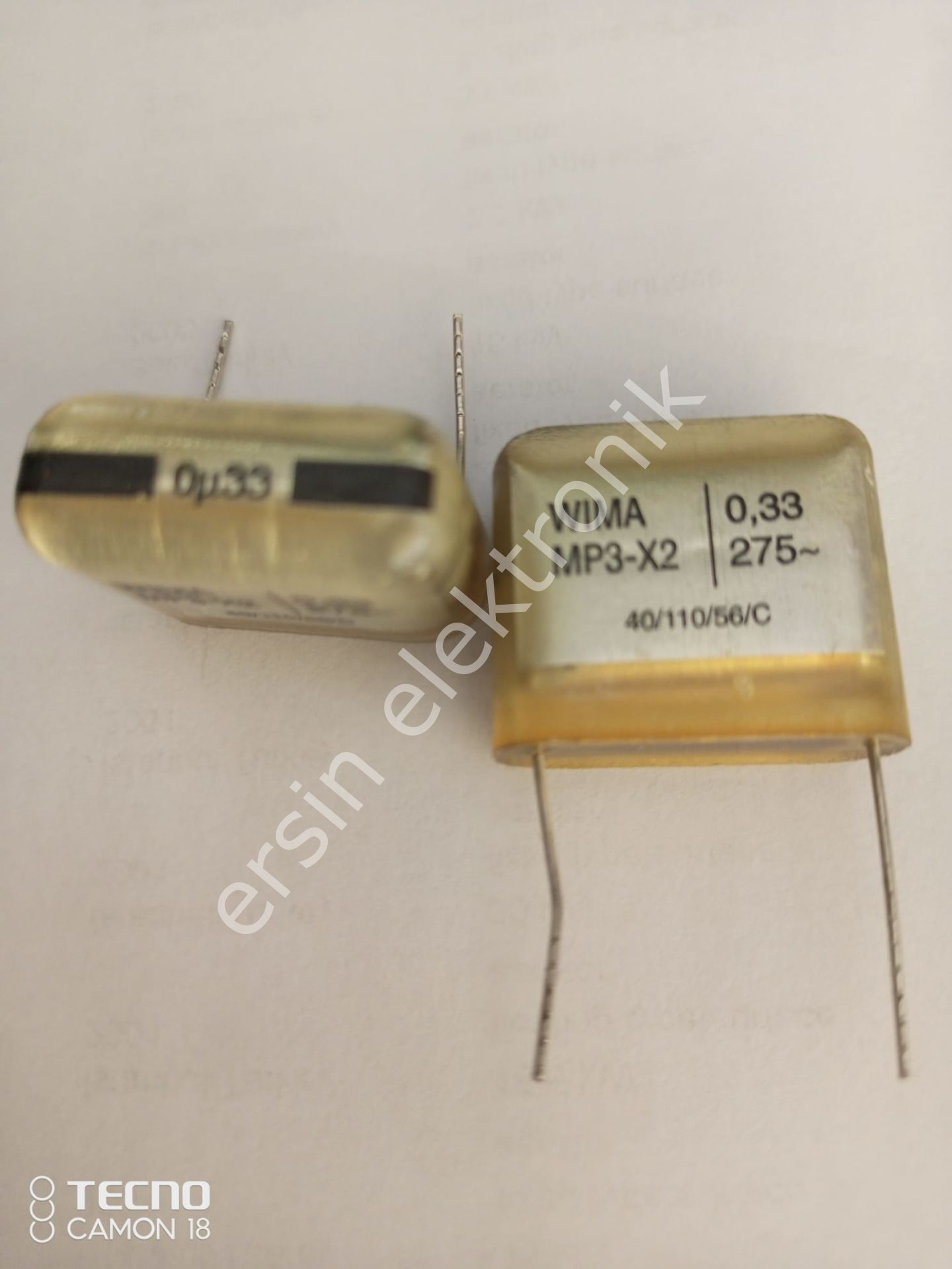330nF 275V (0.33UF-275V Bacak aralığı 22mm) Stroflex (Strofleks) Kondansatör(0.33MF-WIMA MP3-X2 (orjinal)