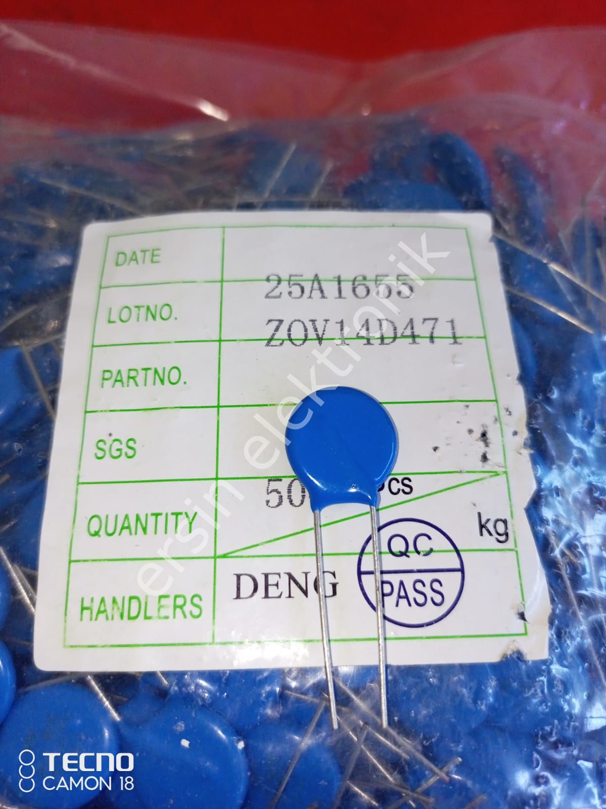 14K471-300VAC  ((ZOV-14D471K)   (14K471) (14V471)(300VAC- 385VDC) (14mm  ( BOURNS Metal oxide varistör