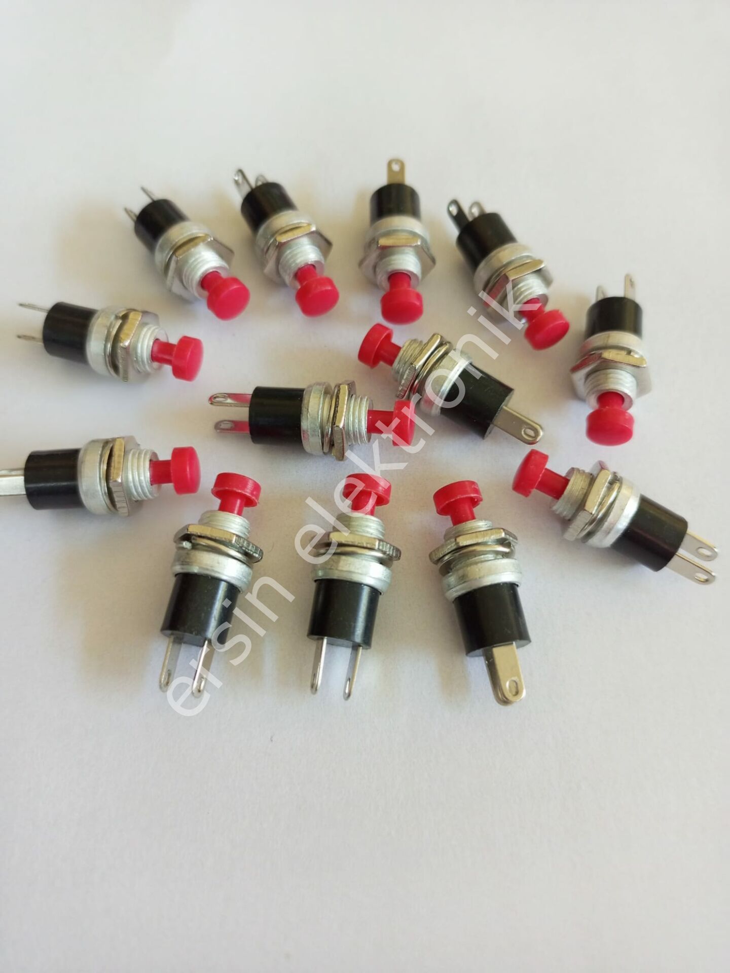 Ters buton   Mini Diyafon Push Ters Buton - Normalde Kapalı (NC) Diyafon - Kırmızı (Çap: 7mm) (TAIWAN)