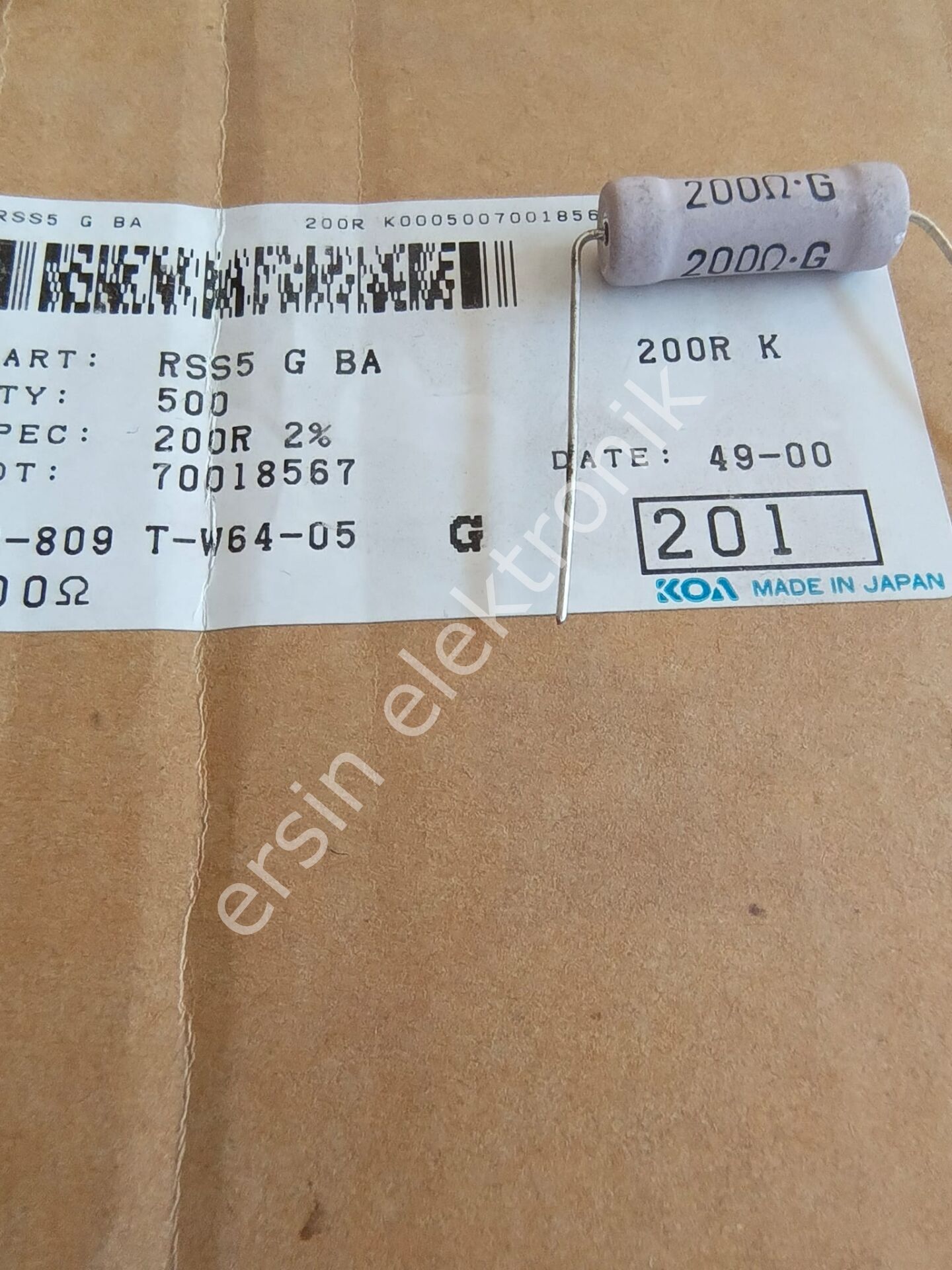 200R 5W %2 Direnç ÖZEL DİRENÇ JAPAN