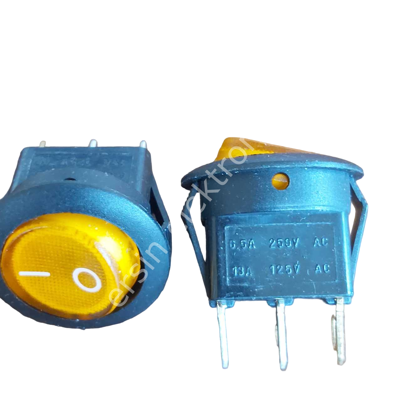 ANAHTAR ON-OFF 6.5A 250VAC (Yuvarlak Sarı Işıklı- 3 pinli)
